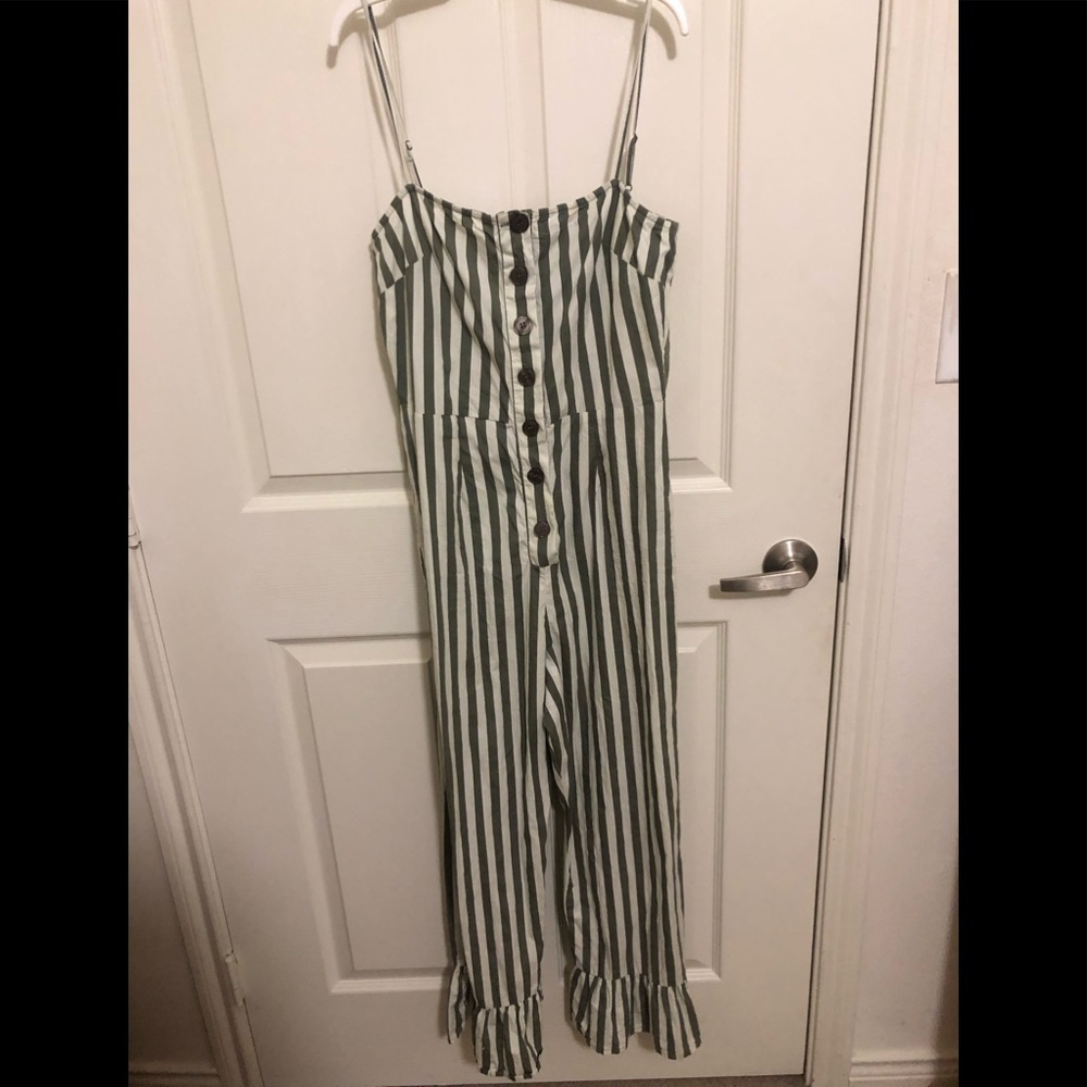 Striped down jumpsuit